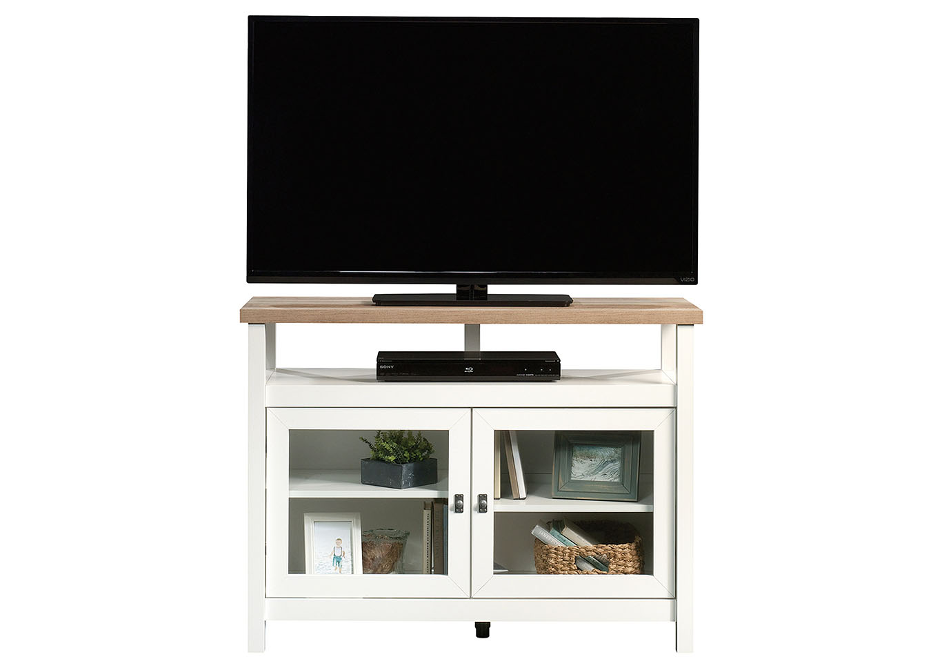 Cottage Road Soft White Entertainment Stand,Sauder